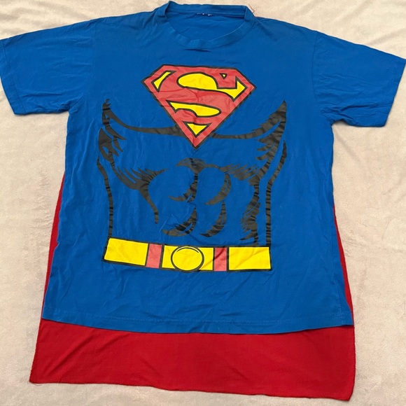 Other - Superman Costume T Shirt With Removable Cape Adult XL Blue Red Cosplay Top